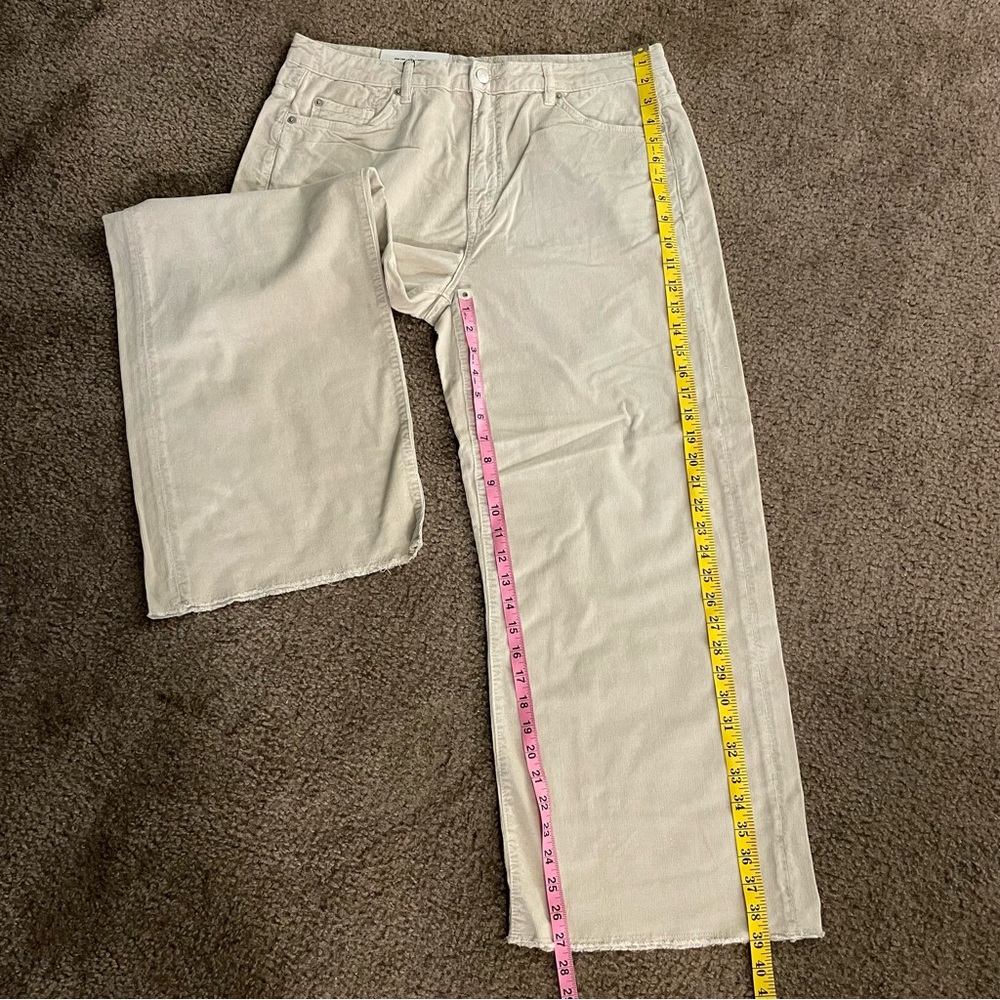 Anthropologie Corduroy Pants High Waist Cropped Straight Leg Size 34 Khaki - Picture 6 of 10